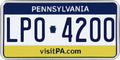 PA license plate LPO4200
