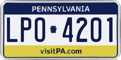 PA license plate LPO4201