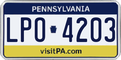 PA license plate LPO4203