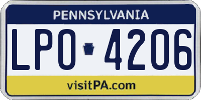 PA license plate LPO4206