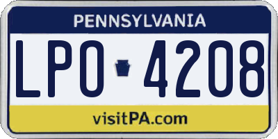 PA license plate LPO4208