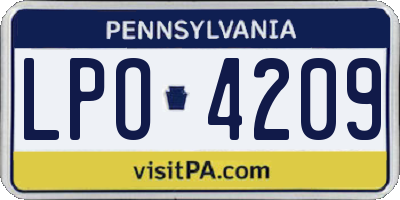 PA license plate LPO4209