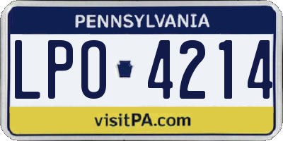 PA license plate LPO4214