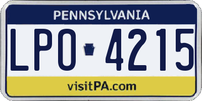 PA license plate LPO4215