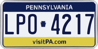 PA license plate LPO4217