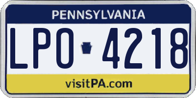 PA license plate LPO4218
