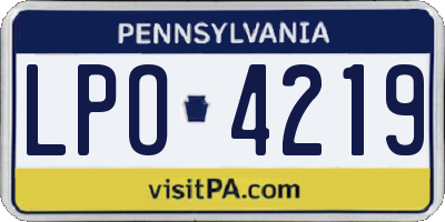 PA license plate LPO4219