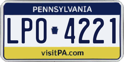 PA license plate LPO4221