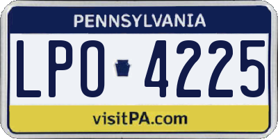 PA license plate LPO4225
