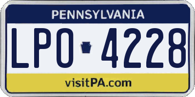 PA license plate LPO4228