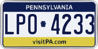 PA license plate LPO4233