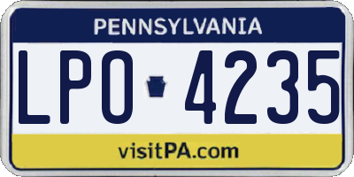 PA license plate LPO4235