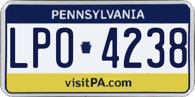 PA license plate LPO4238