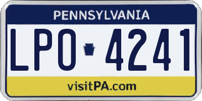 PA license plate LPO4241