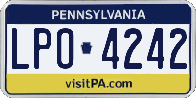 PA license plate LPO4242