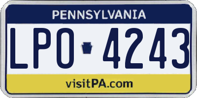 PA license plate LPO4243
