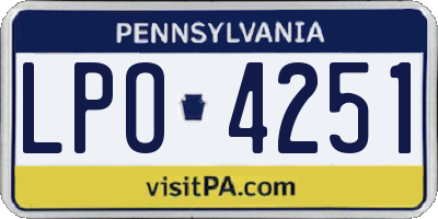 PA license plate LPO4251
