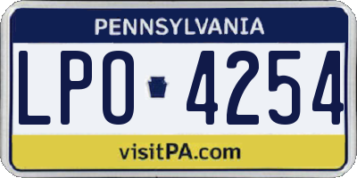 PA license plate LPO4254