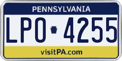 PA license plate LPO4255