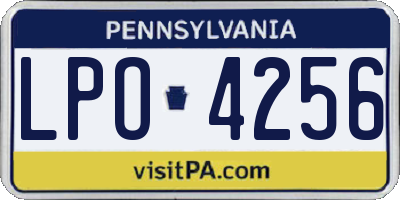 PA license plate LPO4256