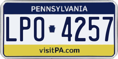 PA license plate LPO4257