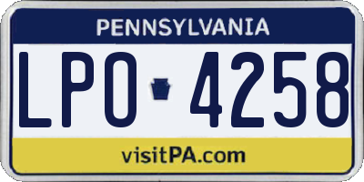 PA license plate LPO4258