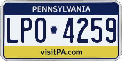 PA license plate LPO4259