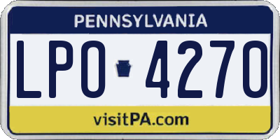 PA license plate LPO4270