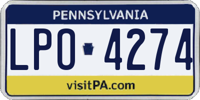 PA license plate LPO4274
