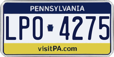 PA license plate LPO4275