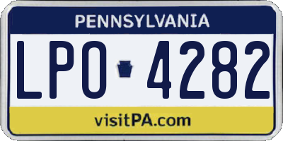 PA license plate LPO4282