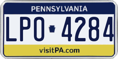 PA license plate LPO4284