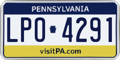 PA license plate LPO4291