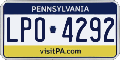 PA license plate LPO4292