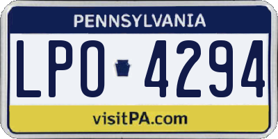 PA license plate LPO4294