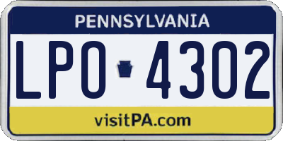 PA license plate LPO4302