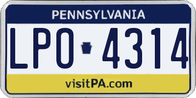 PA license plate LPO4314