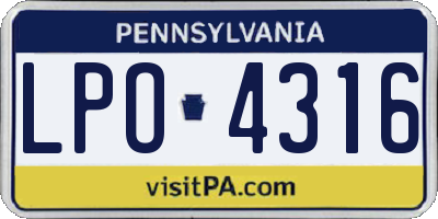 PA license plate LPO4316