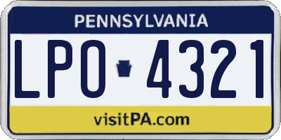 PA license plate LPO4321