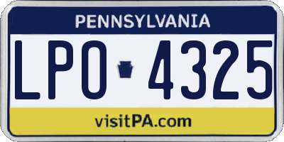 PA license plate LPO4325