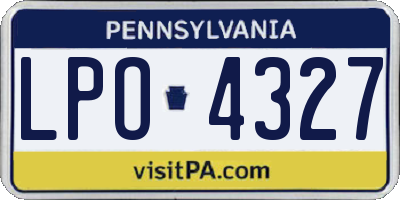 PA license plate LPO4327