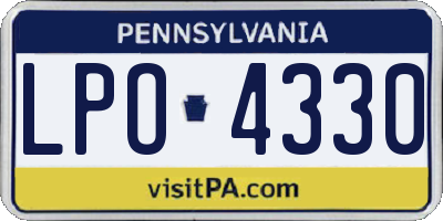 PA license plate LPO4330
