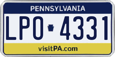 PA license plate LPO4331