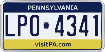 PA license plate LPO4341