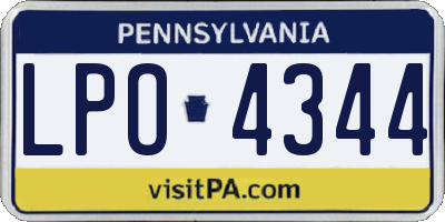 PA license plate LPO4344