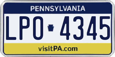 PA license plate LPO4345