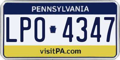 PA license plate LPO4347
