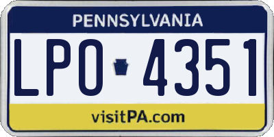 PA license plate LPO4351