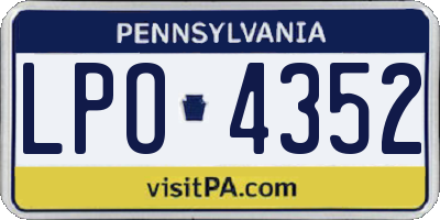 PA license plate LPO4352