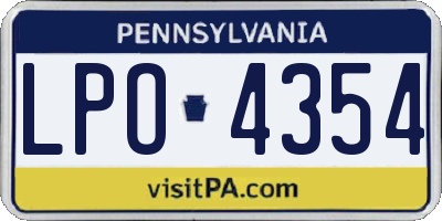 PA license plate LPO4354